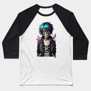 Emo Hair Zombie Baseball T-Shirt